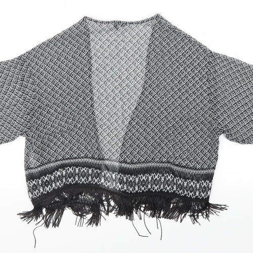 Candy Couture Girls Black Geometric  Cardigan Jumper Size 12-13 Years