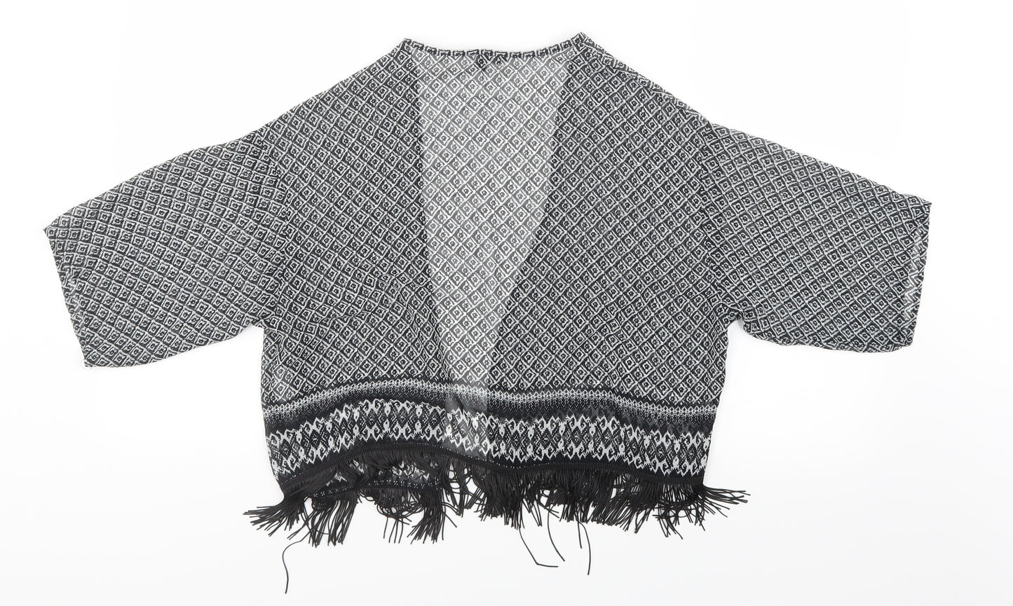 Candy Couture Girls Black Geometric  Cardigan Jumper Size 12-13 Years