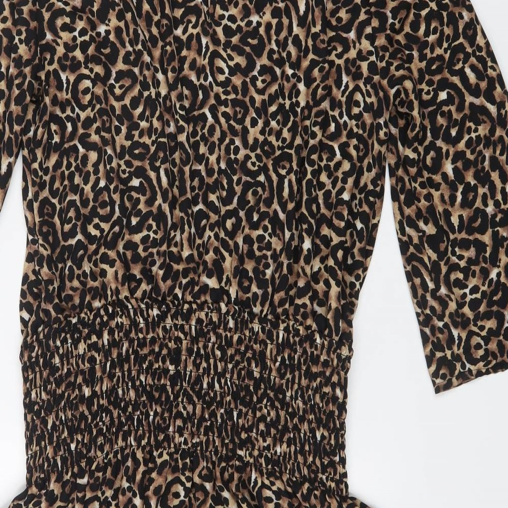 Ellos Womens Brown Animal Print  Shift  Size 16