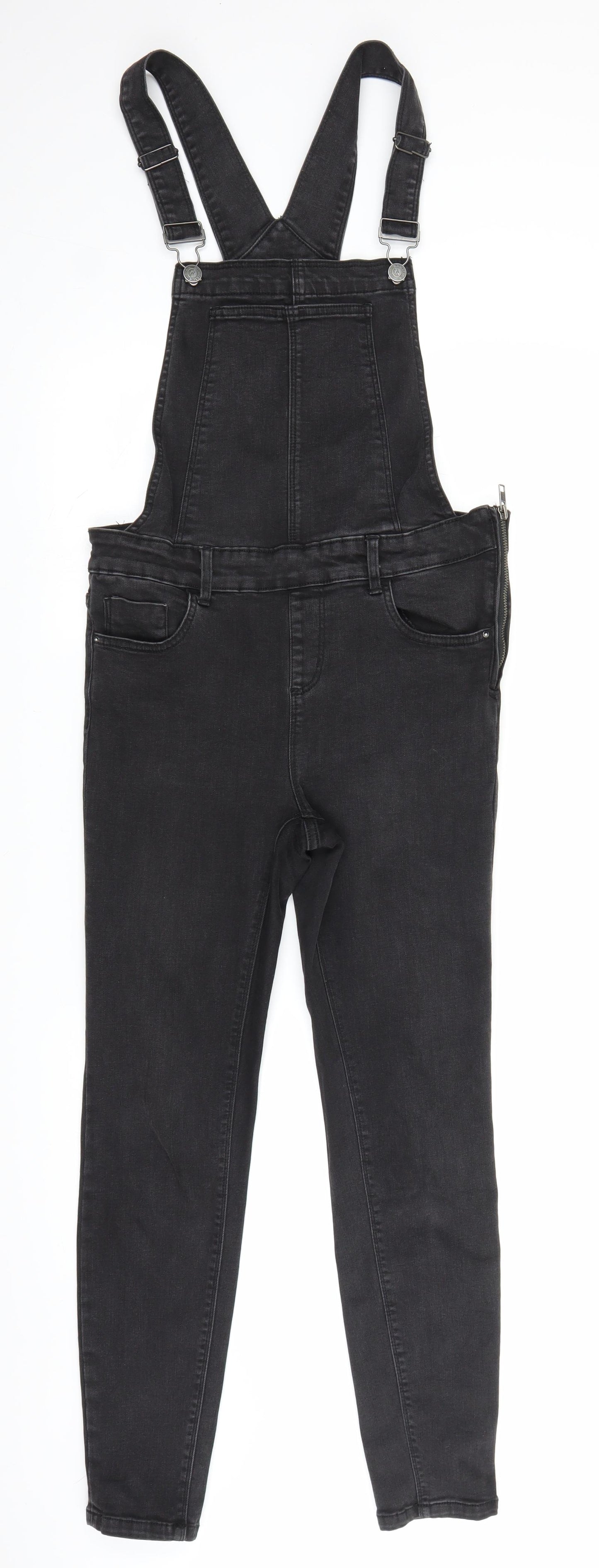 New Look Womens Black  Denim Dungaree One-Piece Size 10 L26 in