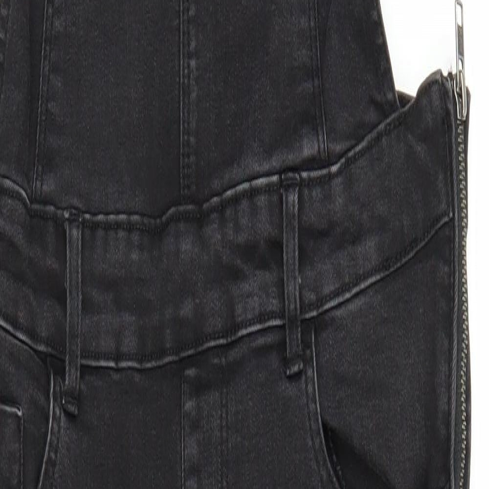 New Look Womens Black  Denim Dungaree One-Piece Size 10 L26 in