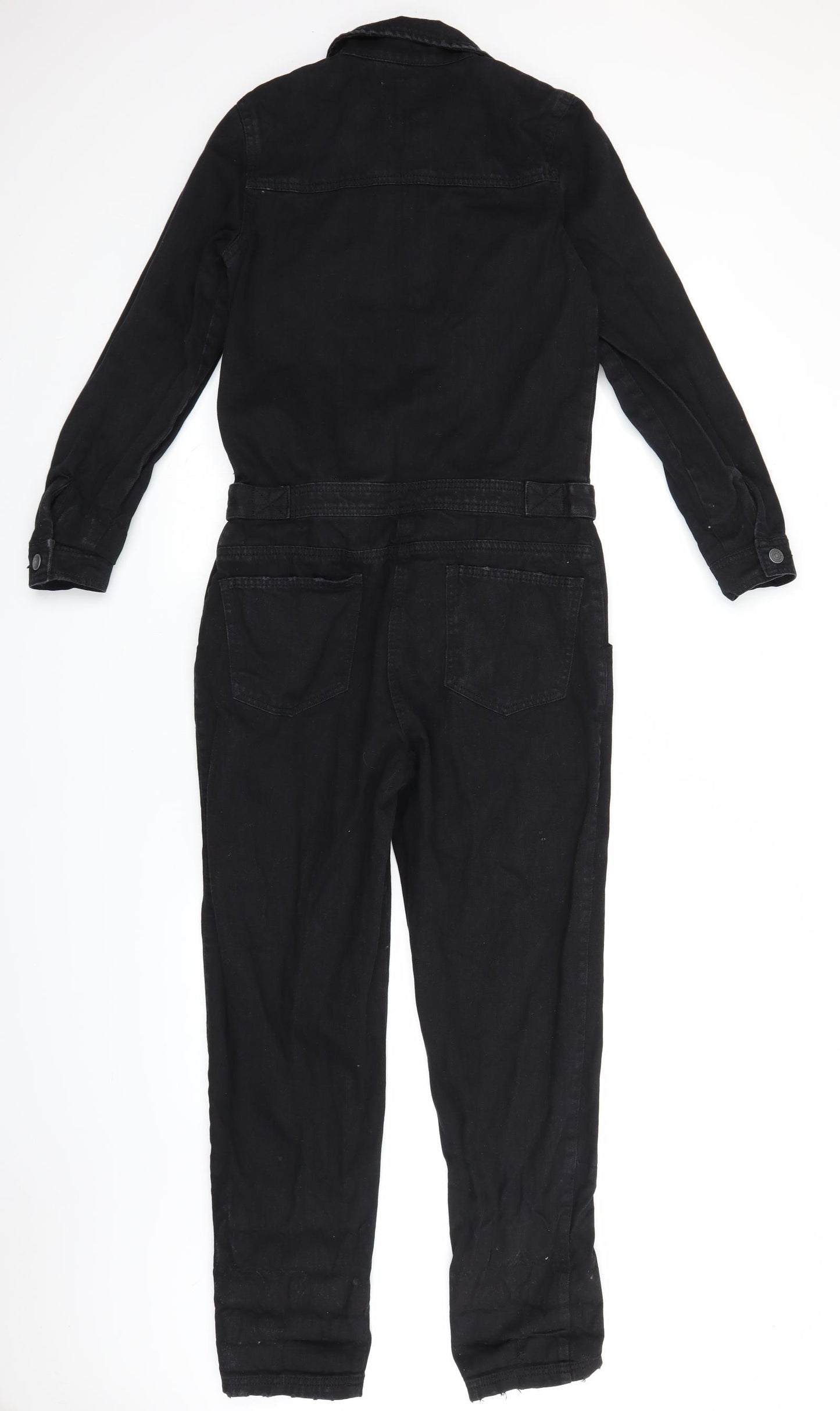 Denim & Co. Womens Black  Denim Jumpsuit One-Piece Size 10 L28 in
