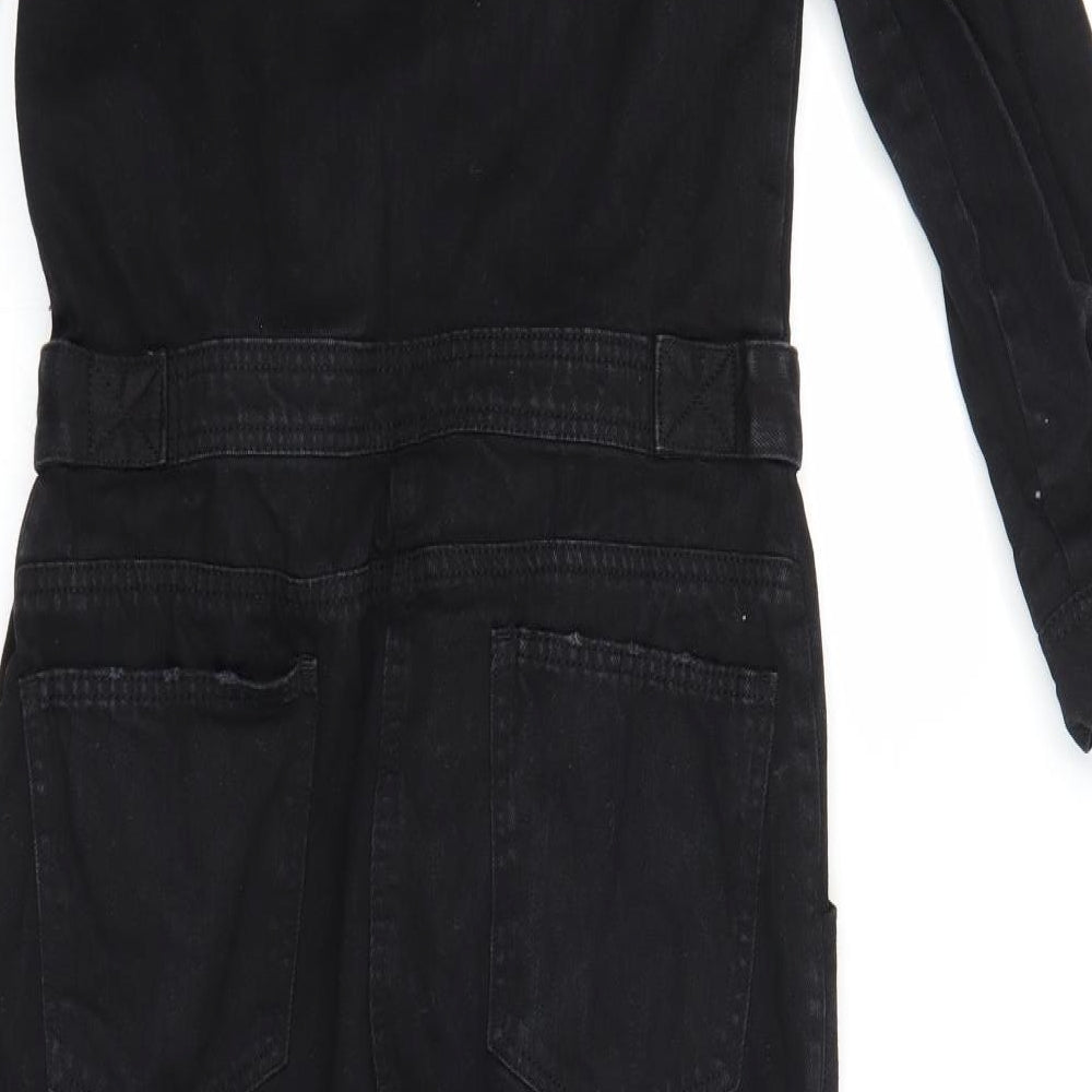 Denim & Co. Womens Black  Denim Jumpsuit One-Piece Size 10 L28 in