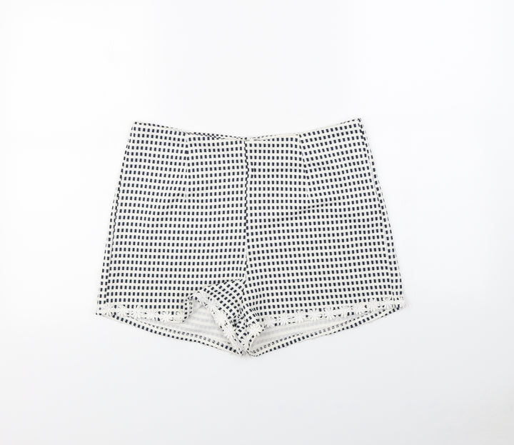 MINKPINK Womens White Plaid Paperbag Shorts Size L