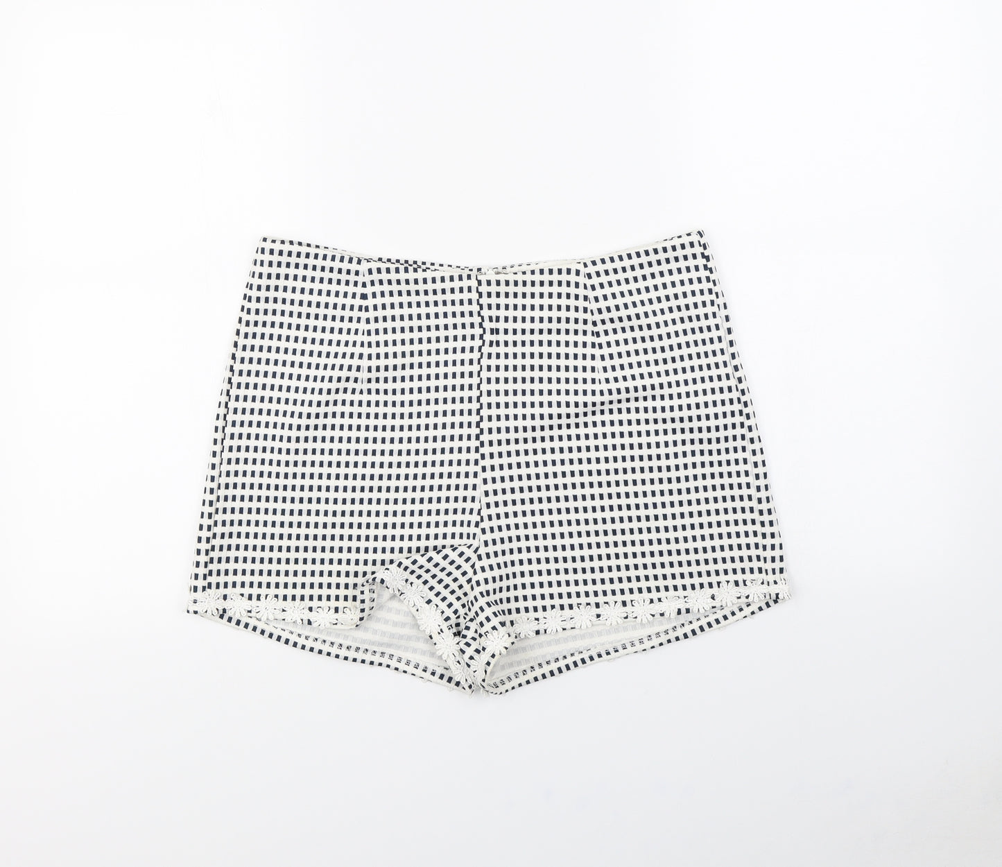 MINKPINK Womens White Plaid  Paperbag Shorts Size L