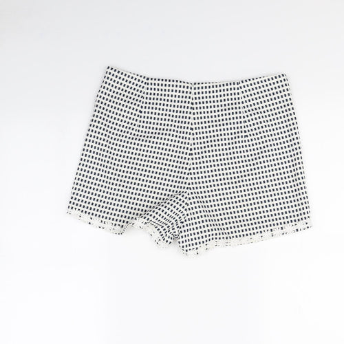 MINKPINK Womens White Plaid  Paperbag Shorts Size L