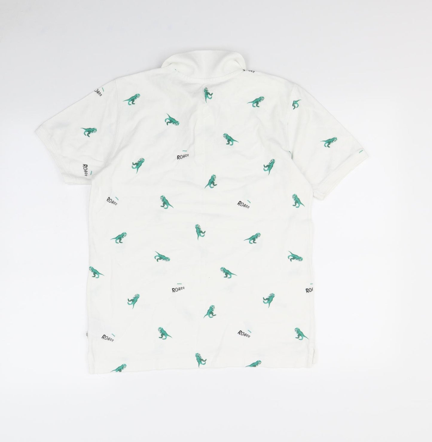 Gap Boys White Spotted  Basic Polo Size 2XL  - DInosaur