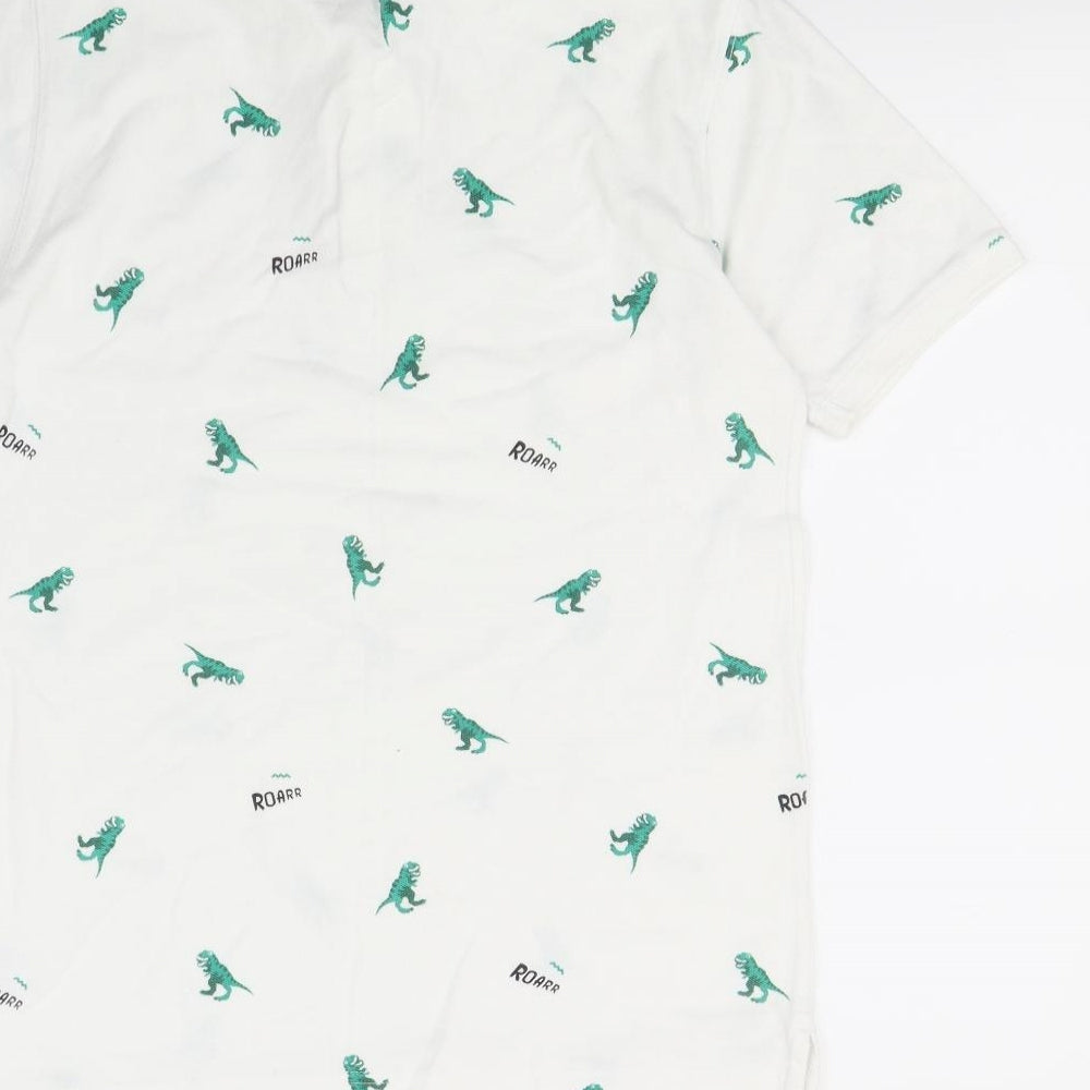 Gap Boys White Spotted  Basic Polo Size 2XL  - DInosaur