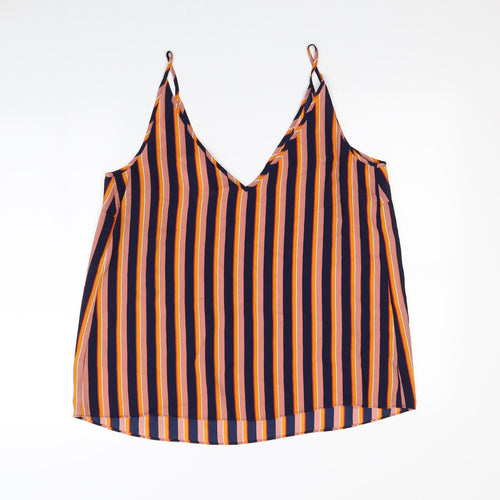 Papaya Womens Blue Striped  Basic Tank Size 16