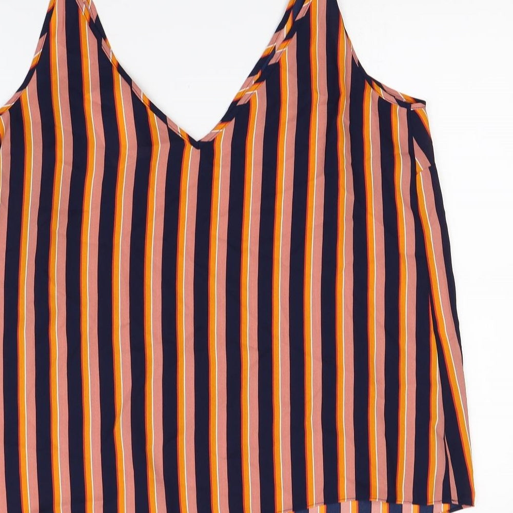 Papaya Womens Blue Striped  Basic Tank Size 16