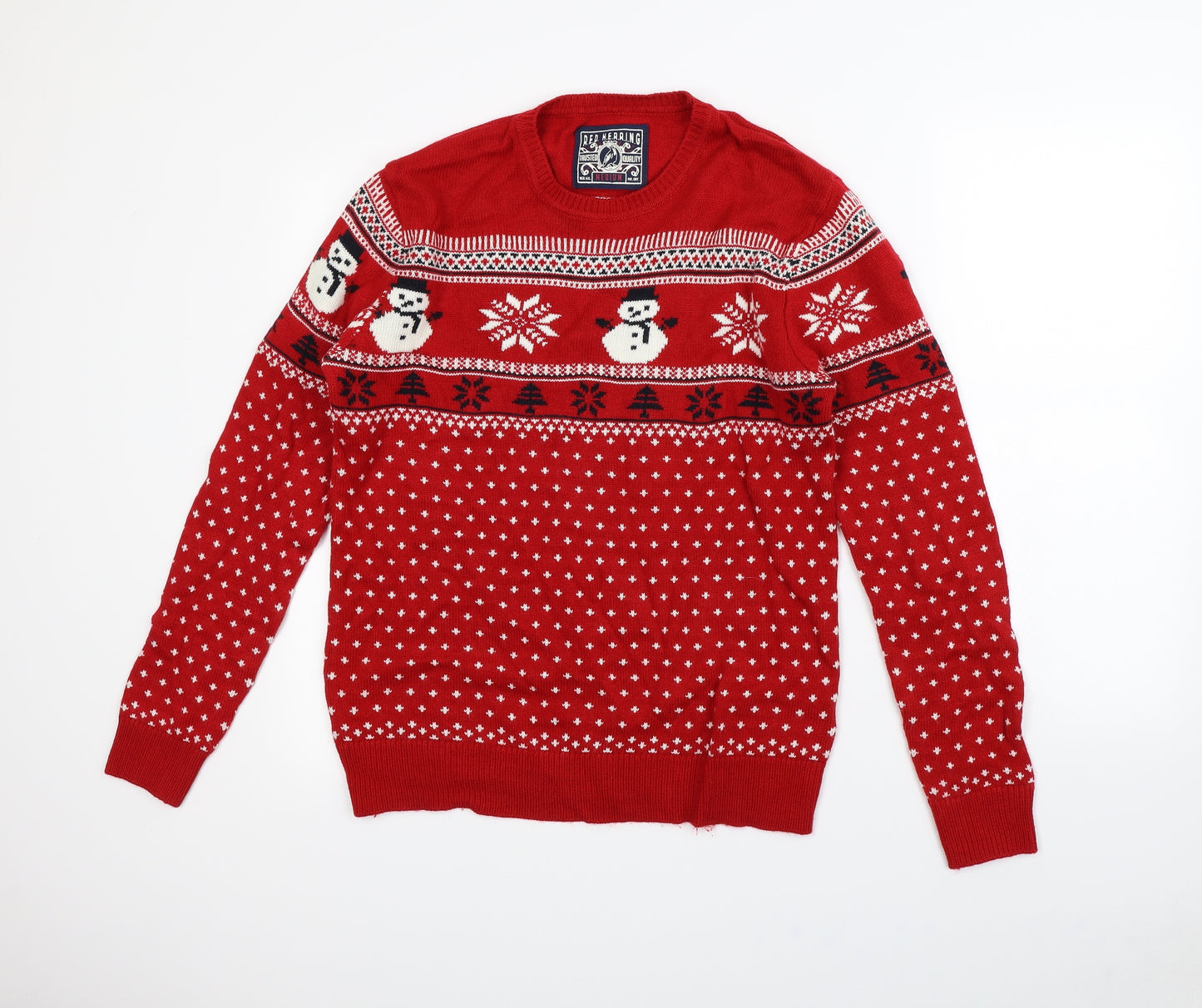 Red Herring Mens Red   Pullover Jumper Size M  - Christmas jumper