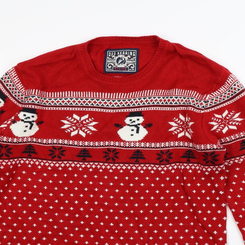 Red Herring Mens Red   Pullover Jumper Size M  - Christmas jumper