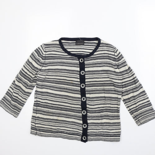 Alex & co Womens Beige Striped  Cardigan Jumper Size 14