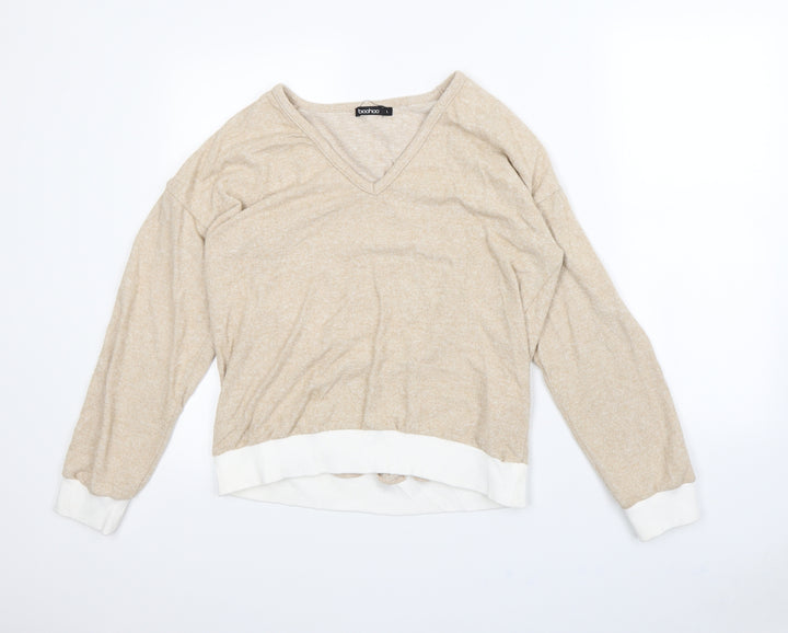 Boohoo Womens Beige Pullover Jumper Size L