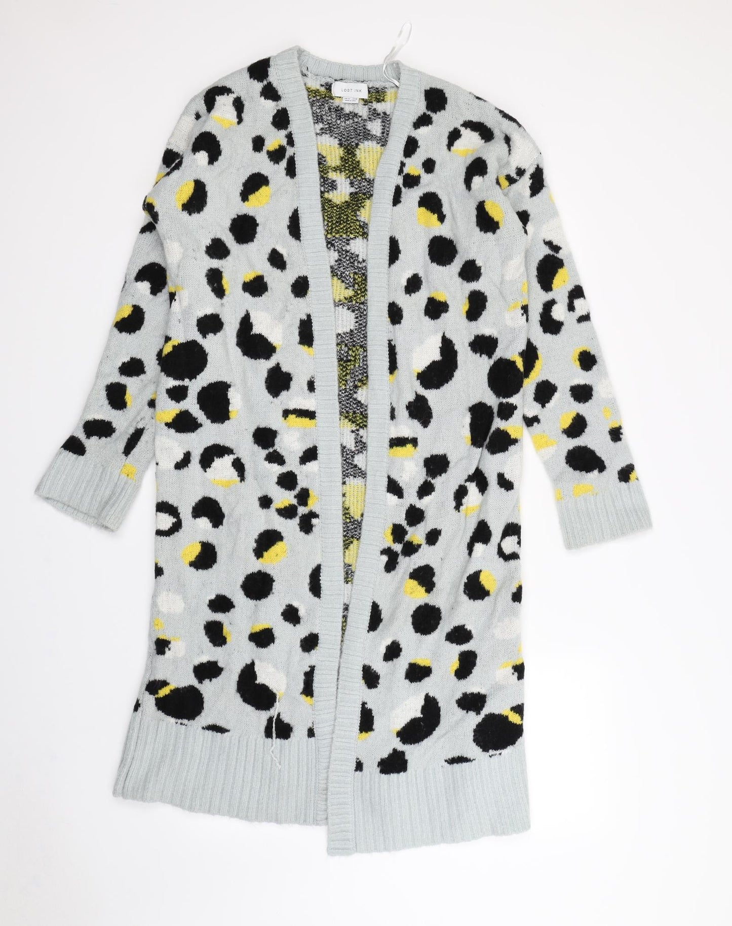 Lost ink Womens Grey Animal Print  Cardigan Jumper Size 12