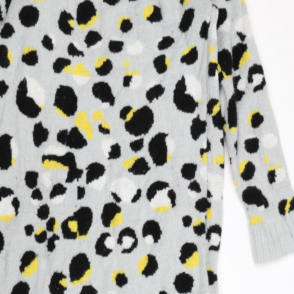 Lost ink Womens Grey Animal Print  Cardigan Jumper Size 12