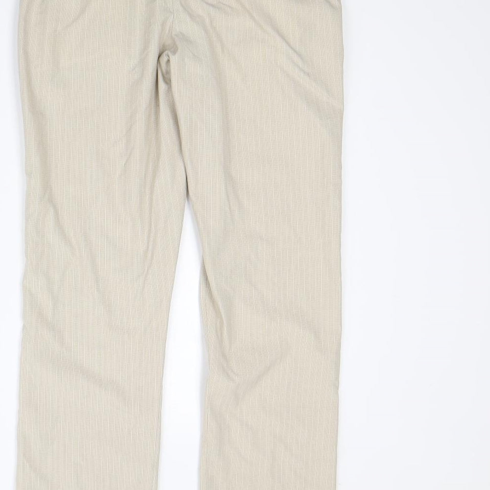 Preworn Mens Beige Striped  Dress Pants Trousers Size 32 in L29 in