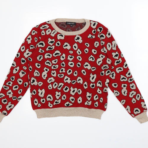 Cameo rose Womens Red Animal Print  Pullover Jumper Size M
