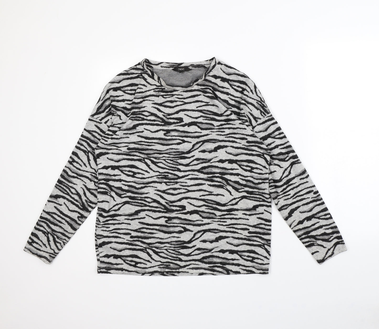 NEXT Womens Grey Animal Print  Pullover Jumper Size 10