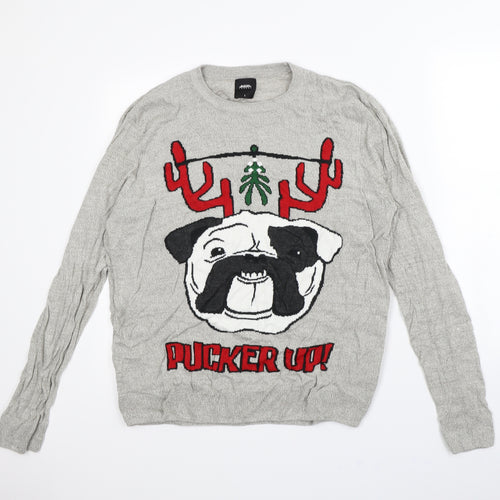 Burton Mens Grey   Pullover Jumper Size L  - Christmas jumper