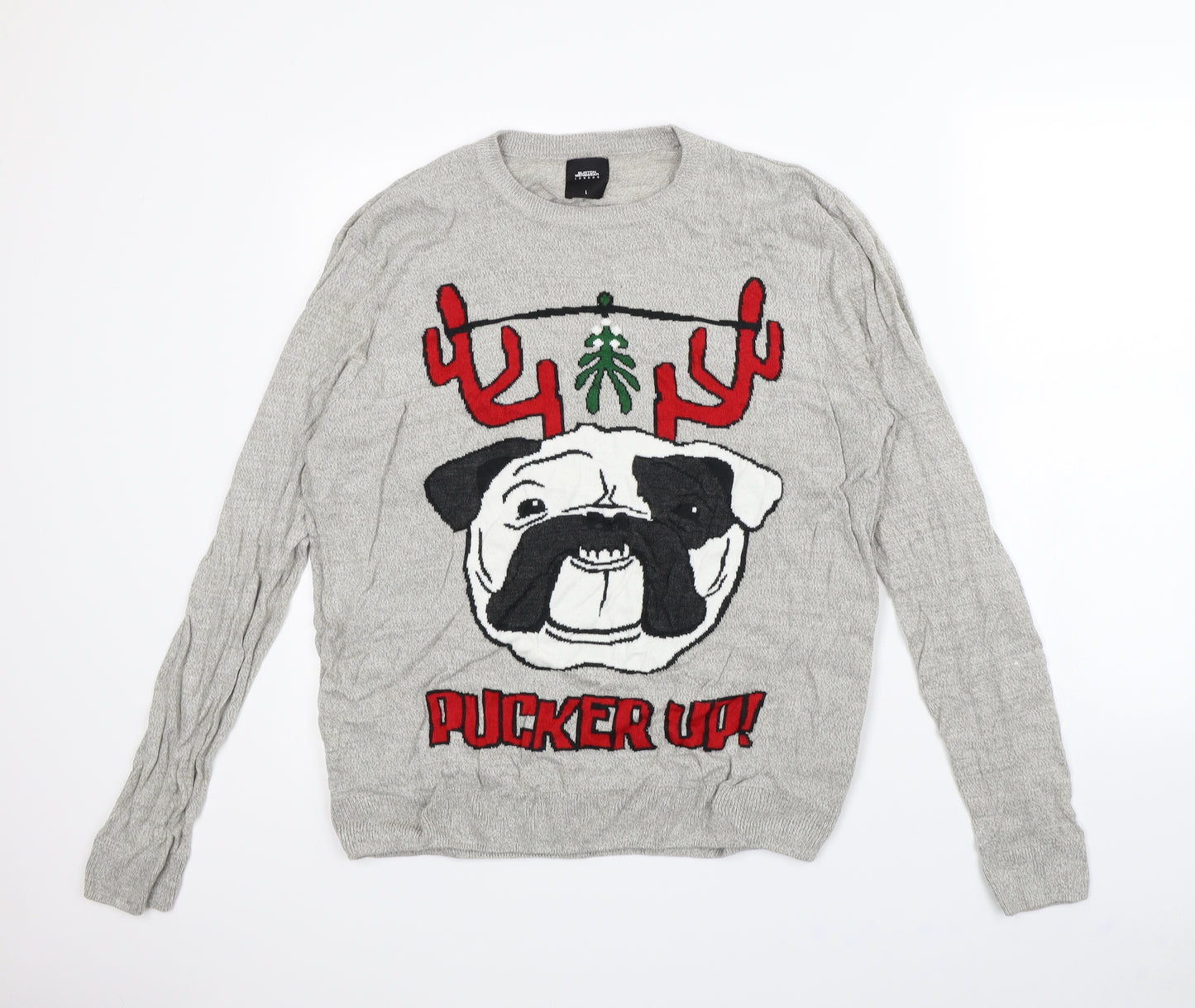 Burton Mens Grey   Pullover Jumper Size L  - Christmas jumper