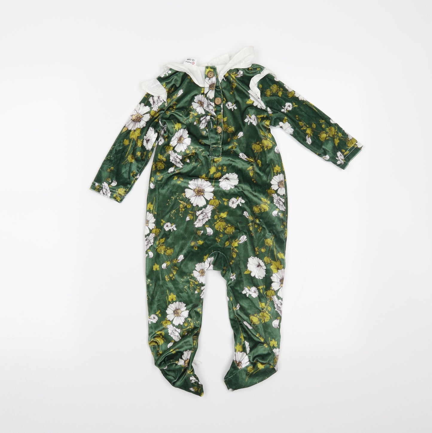 patpat Girls Green Floral  Babygrow One-Piece Size 12-18 Months