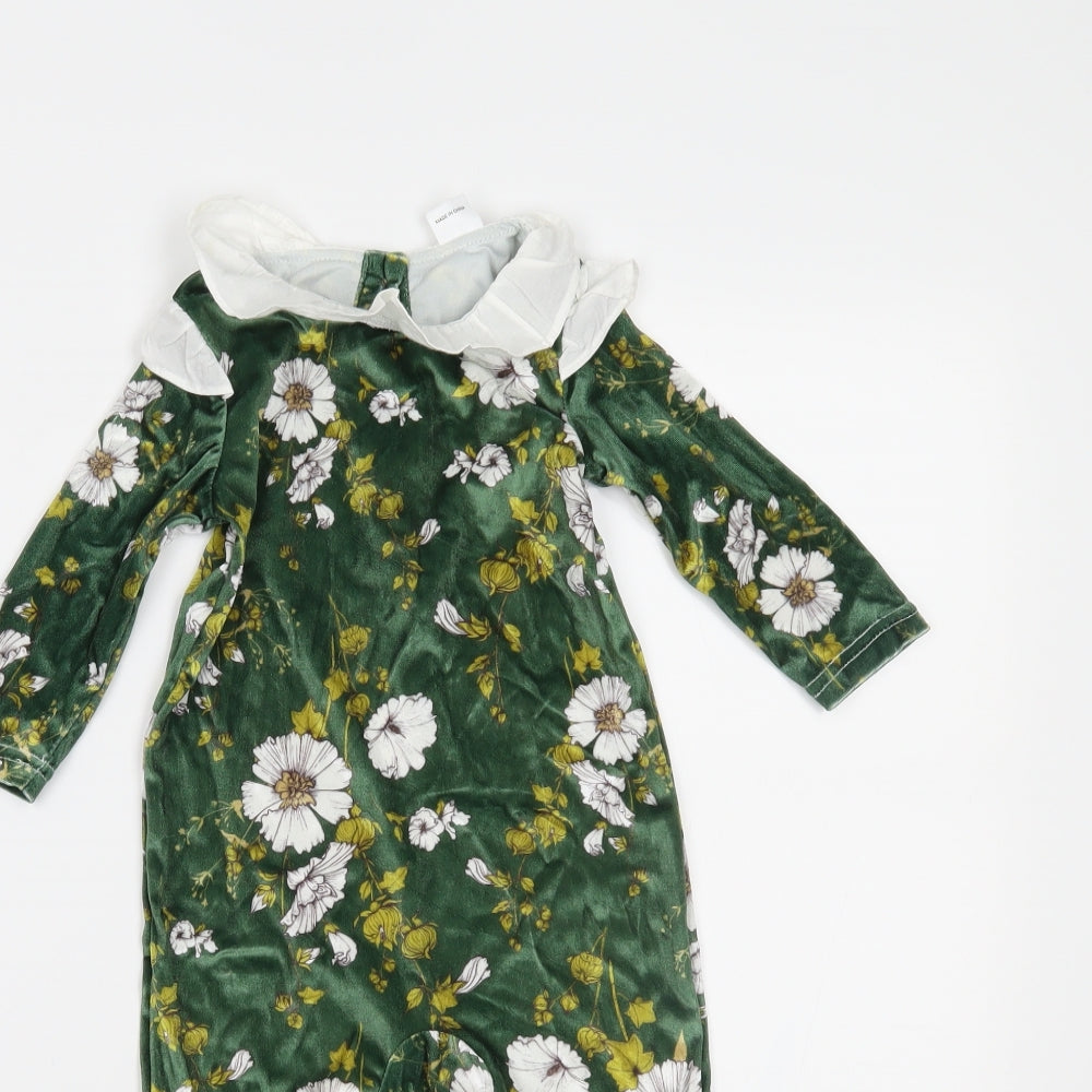patpat Girls Green Floral  Babygrow One-Piece Size 12-18 Months