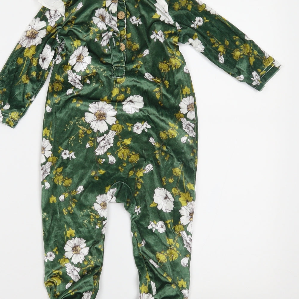 patpat Girls Green Floral  Babygrow One-Piece Size 12-18 Months