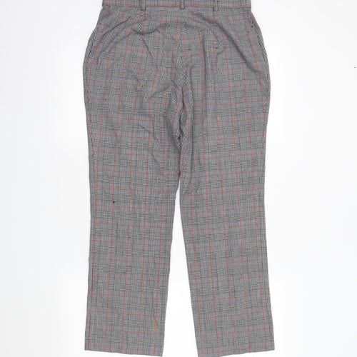 M&S Womens Grey Plaid  Dress Pants Trousers Size 14 L25 in