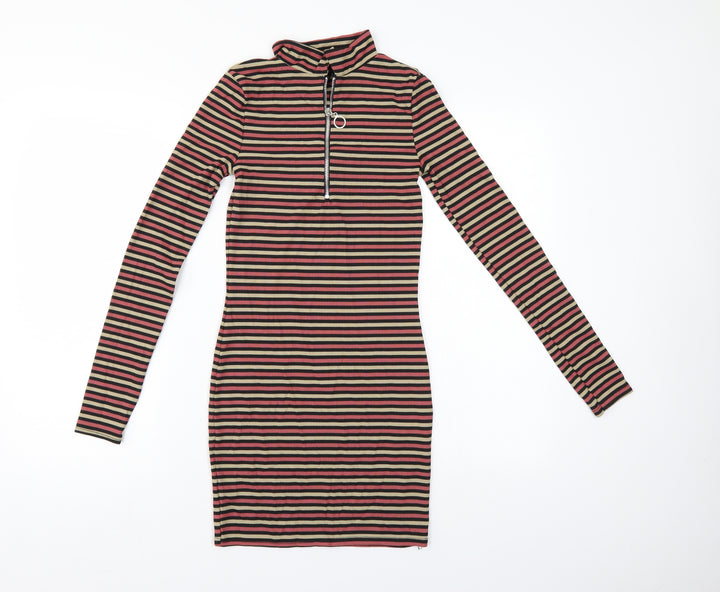 Missguided Womens Multicoloured Striped Bodycon Size 6