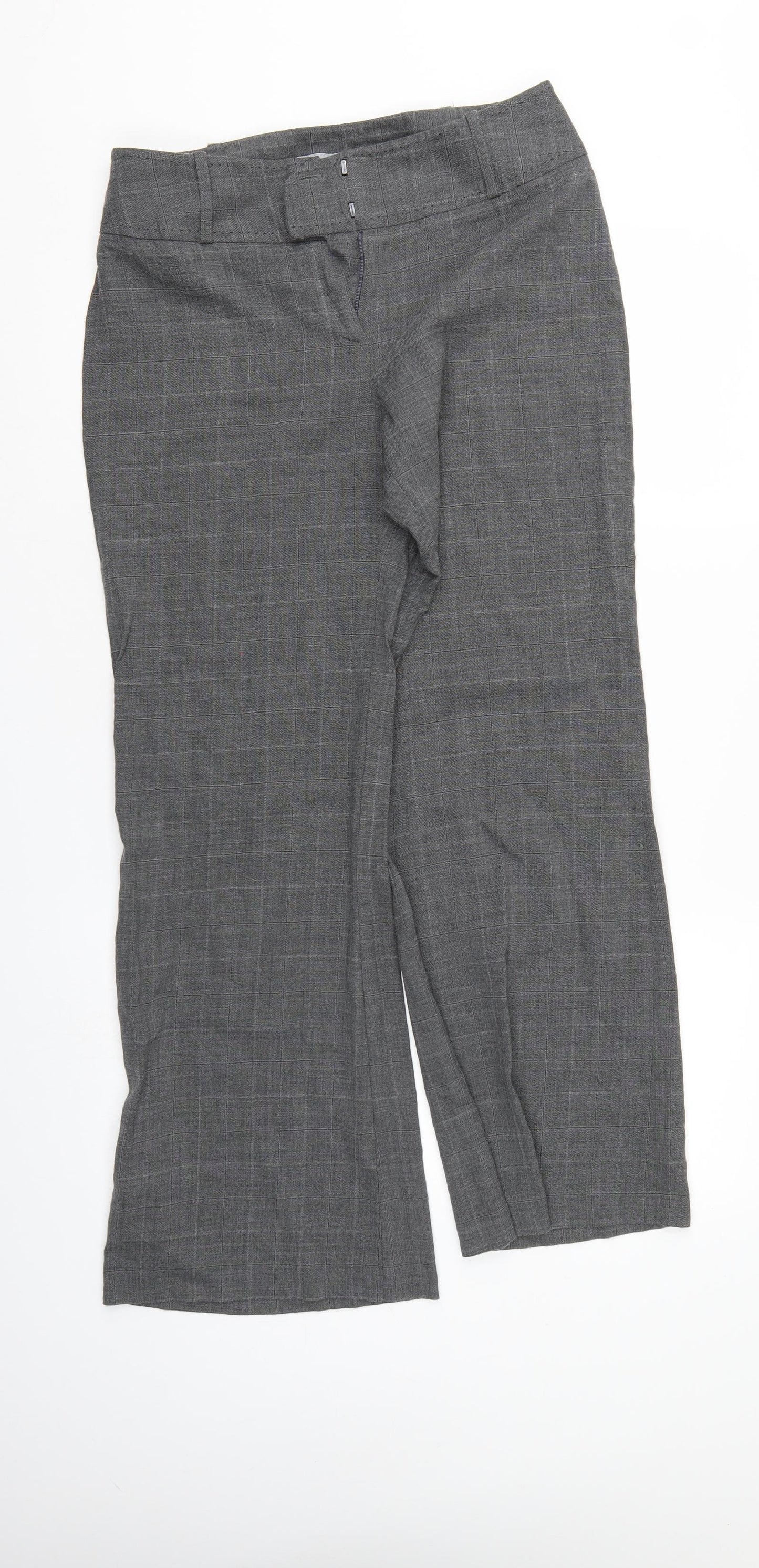 NEXT Womens Grey Check  Trousers  Size 10 L28 in
