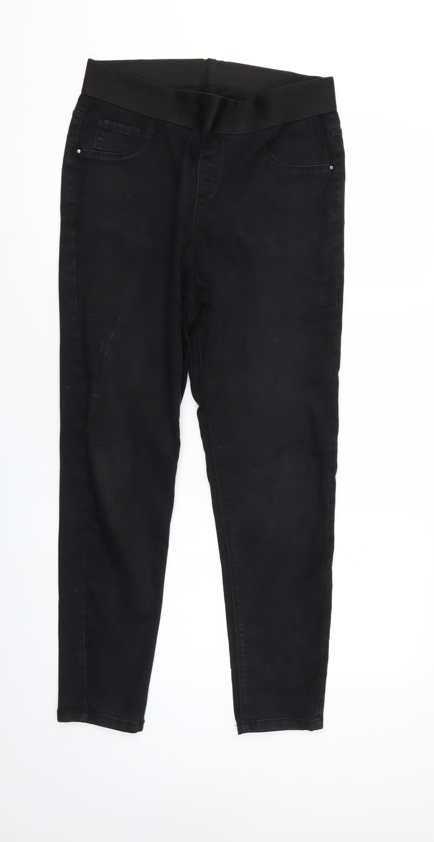 George Womens Black  Denim Tapered Jeans Size 14 L26 in - Elastic Waist