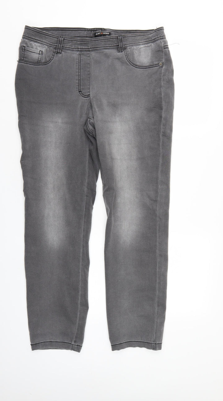 Punt Roma Womens Grey Denim Jegging Jeans Size M L26 in - Elastic Waist