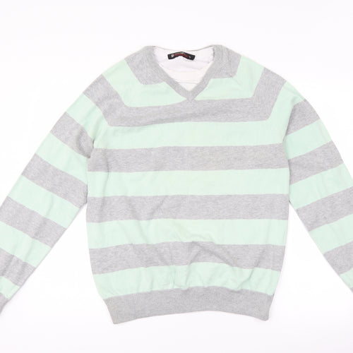 Burton Mens Green Striped  Pullover Jumper Size L