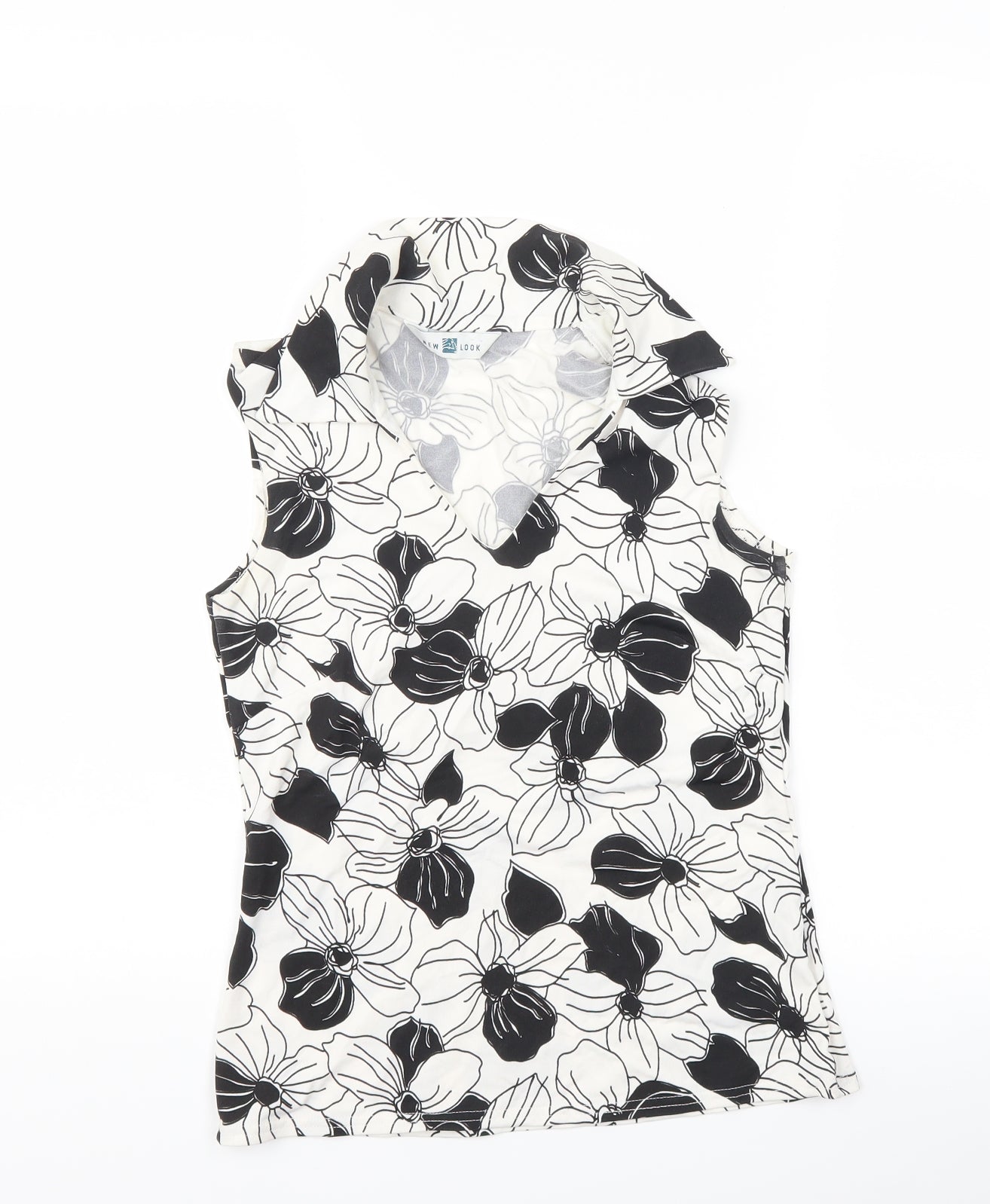 New Look Womens White Floral  Basic T-Shirt Size 8