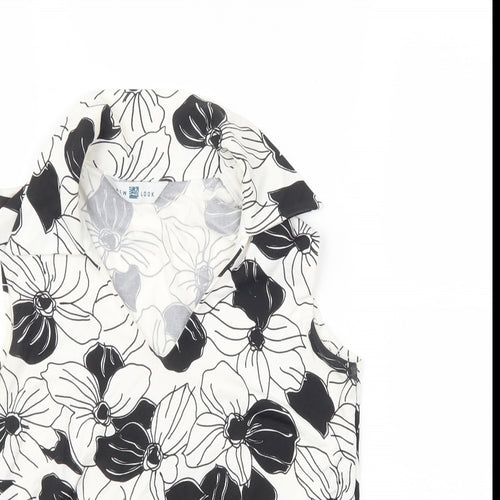 New Look Womens White Floral  Basic T-Shirt Size 8
