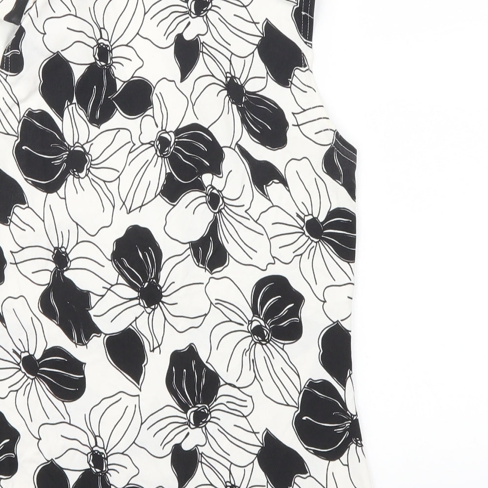 New Look Womens White Floral  Basic T-Shirt Size 8