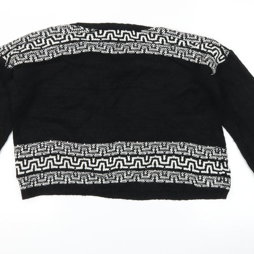 New Look Womens Black Geometric  Pullover Jumper Size 8