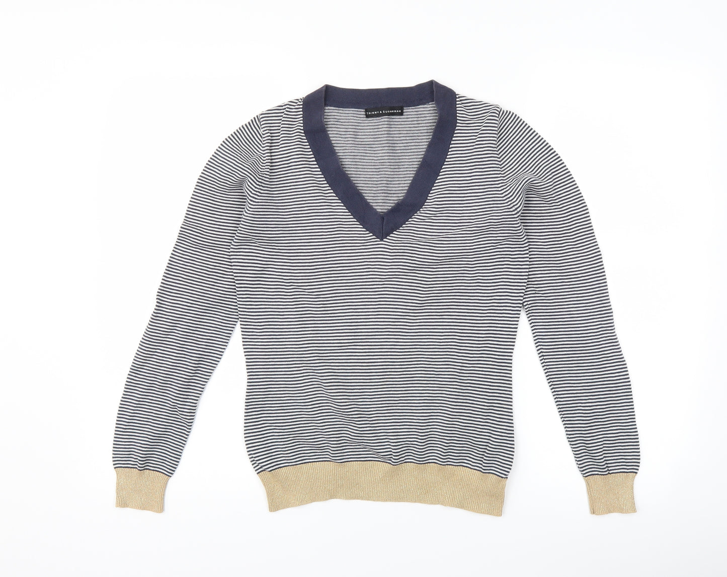 Trinny & Susannah Womens Blue Striped  Pullover Jumper Size 10