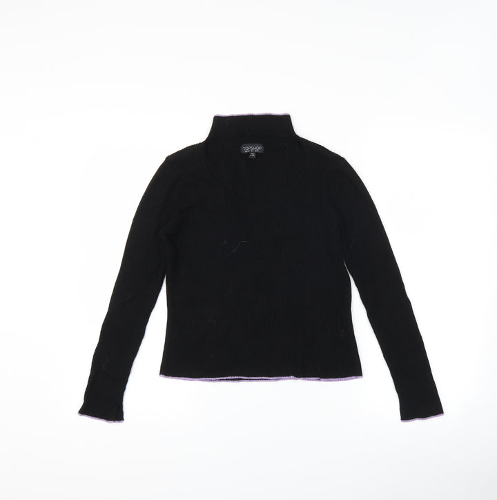 Topshop Womens Black   Pullover Jumper Size 10  - Cut Out Neckline