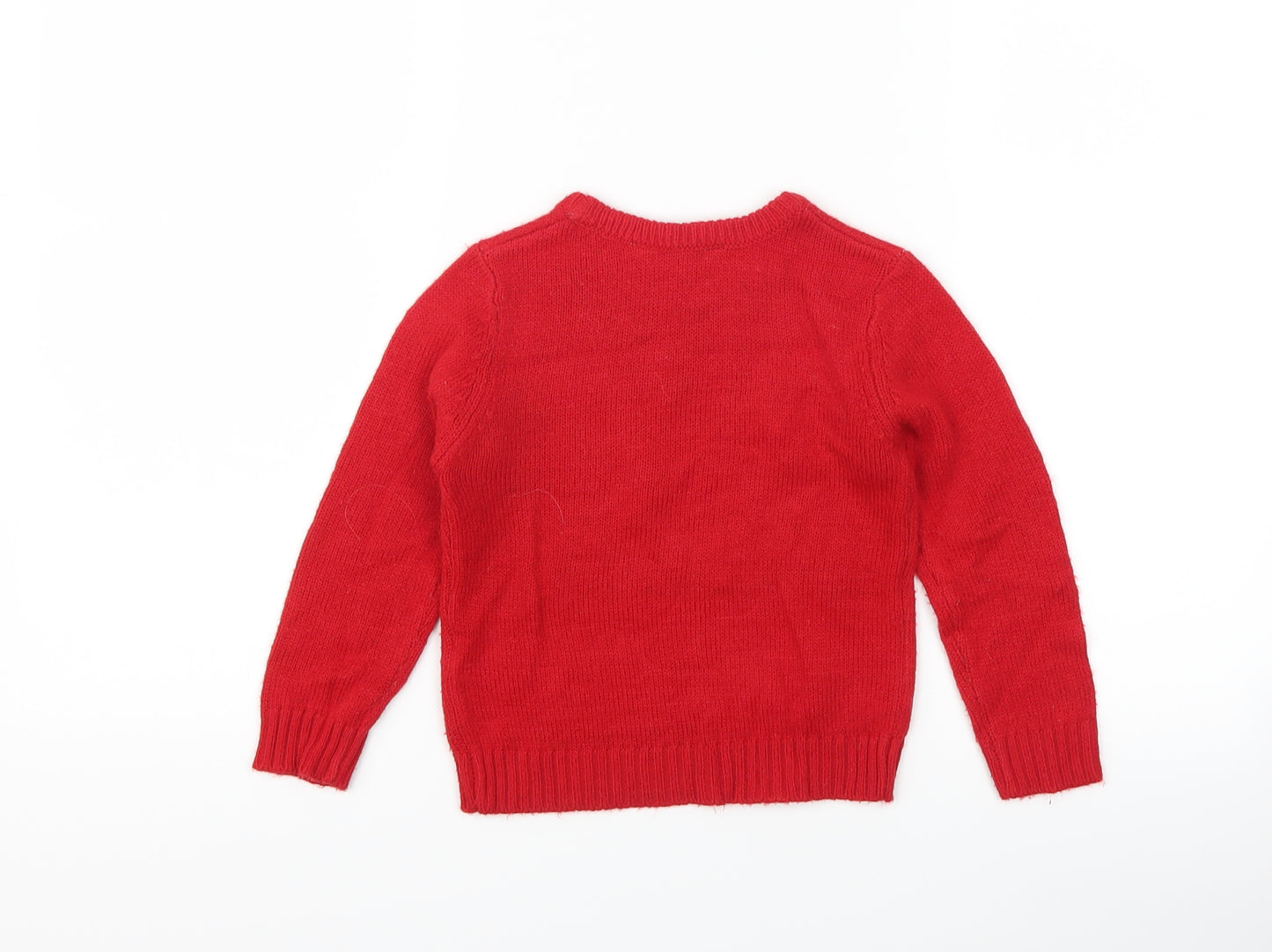 Primark Boys Red Polka Dot  Pullover Jumper Size 2-3 Years  - reindeer