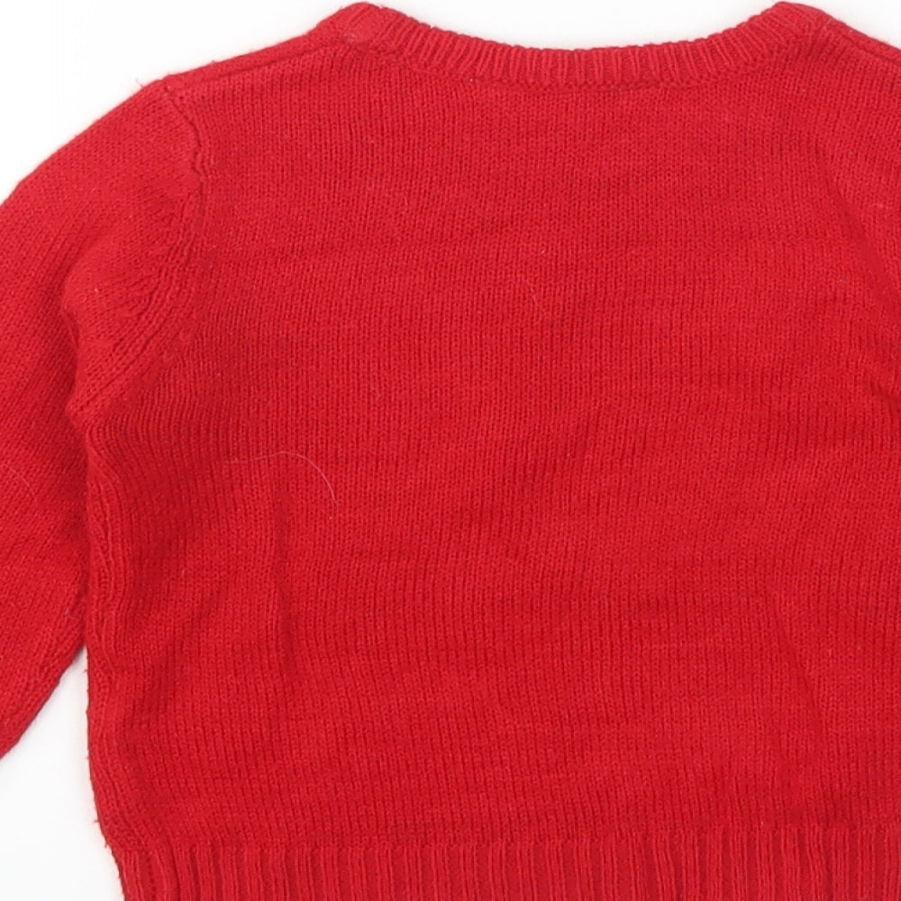 Primark Boys Red Polka Dot  Pullover Jumper Size 2-3 Years  - reindeer
