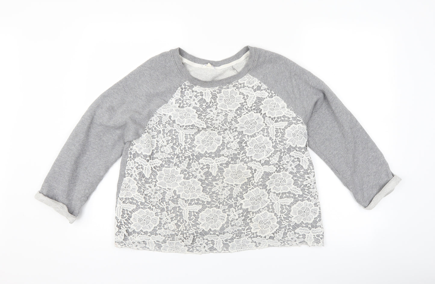 Matalan Womens Grey Floral  Pullover Sweatshirt Size 12