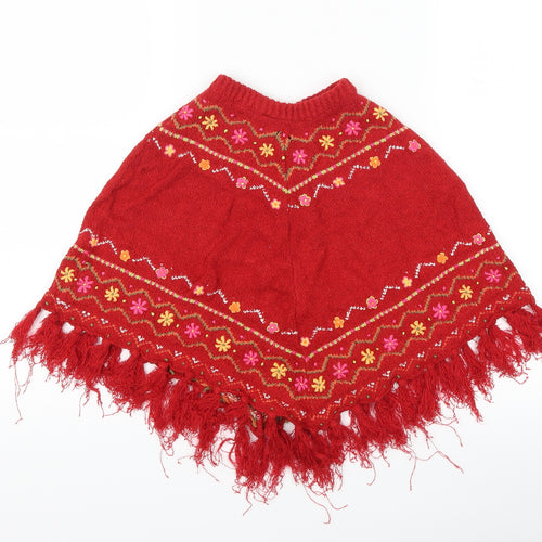 Sarah Louise Girls Red Geometric  Jacket Poncho Size 2 Years