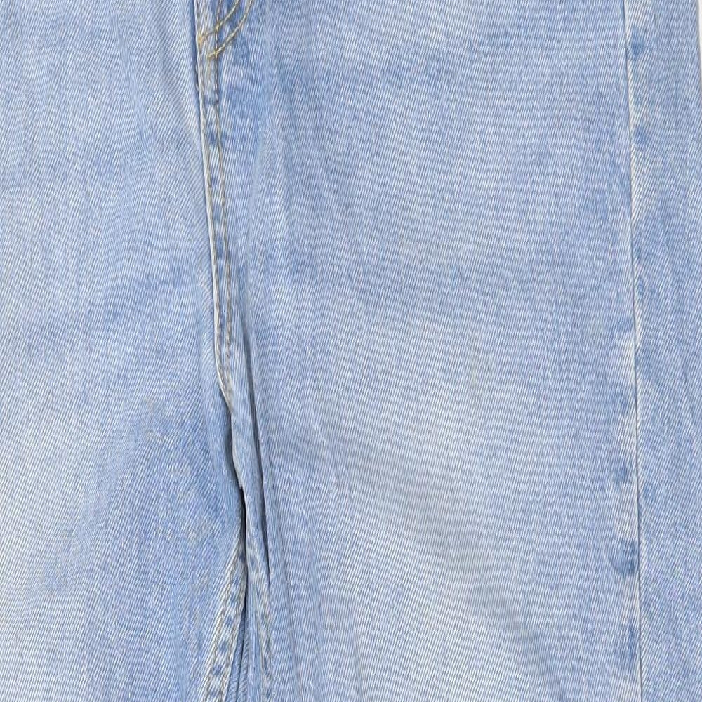 Zara Womens Blue  Denim Cropped Jeans Size 10 L28 in - ANKLE AND WAISTBAND DETAIL