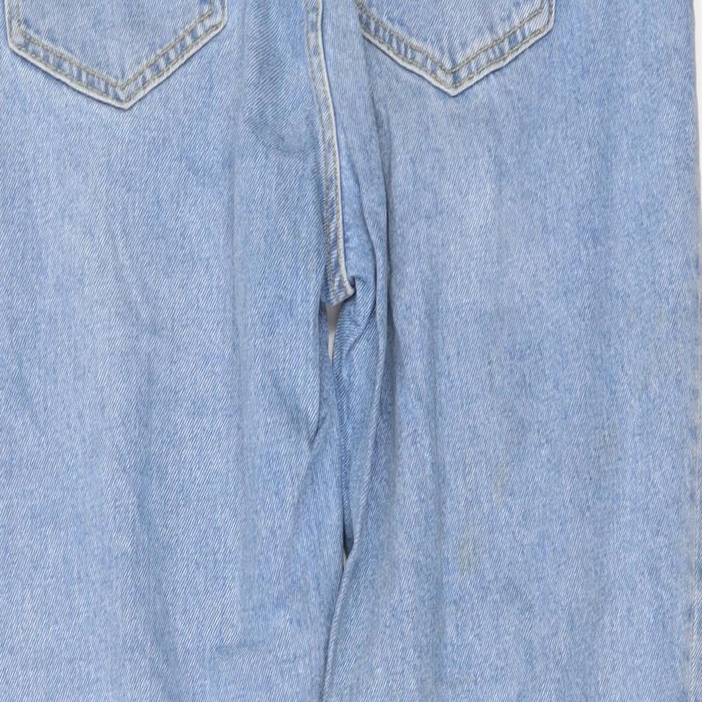 Zara Womens Blue  Denim Cropped Jeans Size 10 L28 in - ANKLE AND WAISTBAND DETAIL