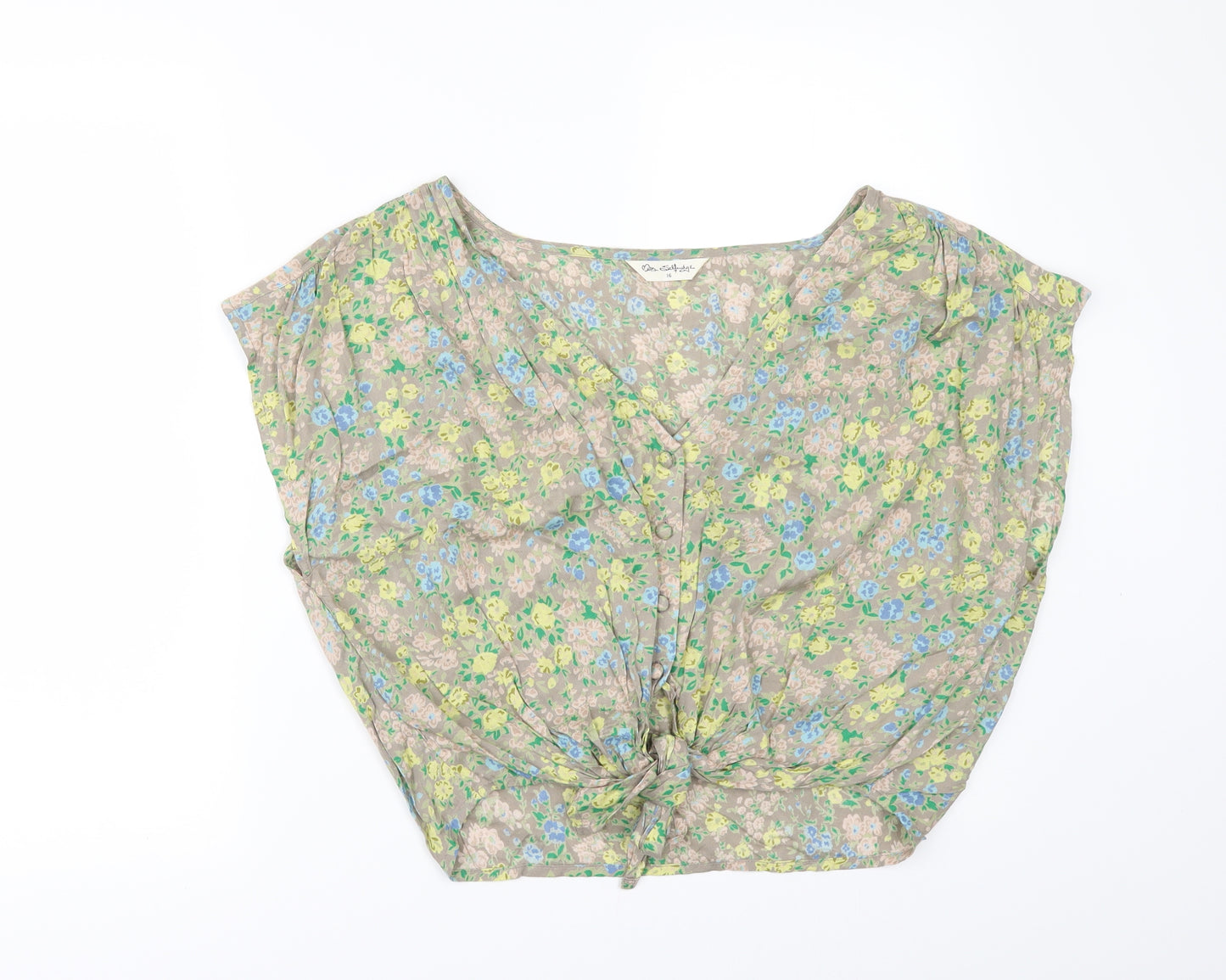 Miss Selfridge Womens Beige Floral  Tunic Blouse Size 16