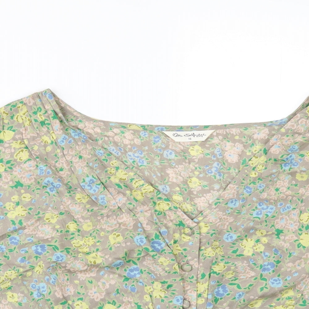 Miss Selfridge Womens Beige Floral  Tunic Blouse Size 16