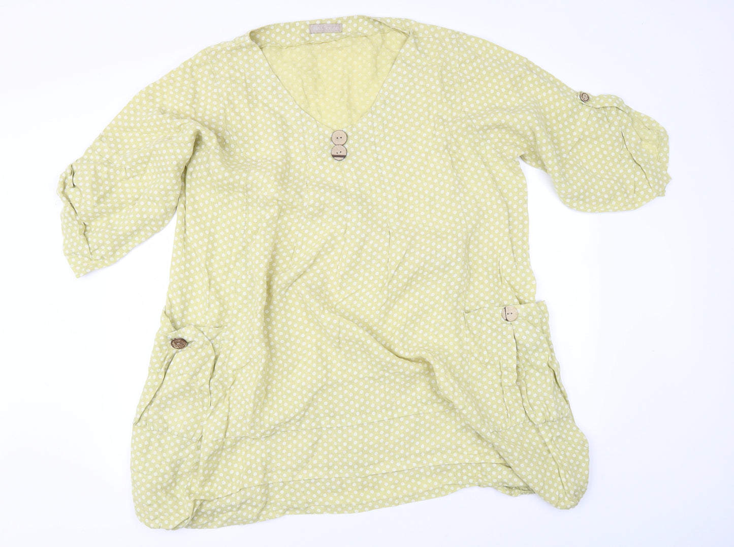 Miss Sugar Womens Yellow Polka Dot  Tunic Blouse Size XL