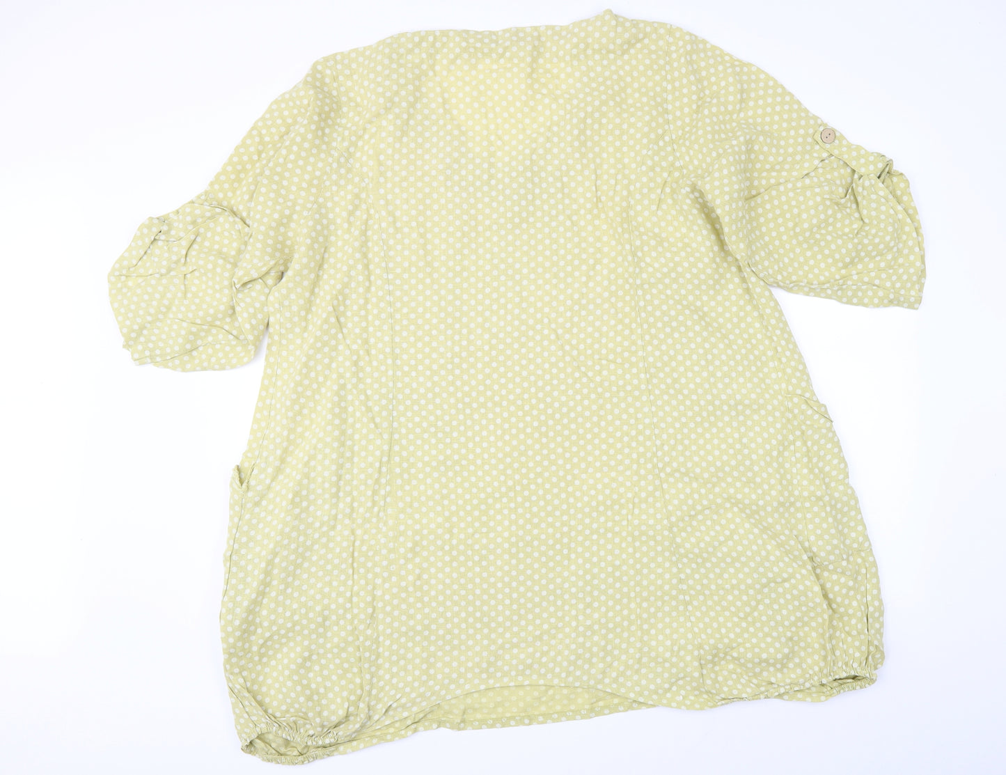 Miss Sugar Womens Yellow Polka Dot  Tunic Blouse Size XL